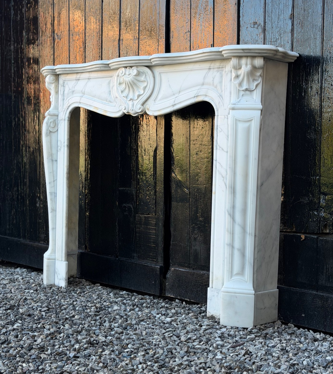 Louis XV Style Fireplace In Carrara Marble, Circa 1900-photo-3