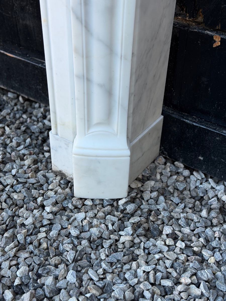 Louis XV Style Fireplace In Carrara Marble, Circa 1900-photo-4