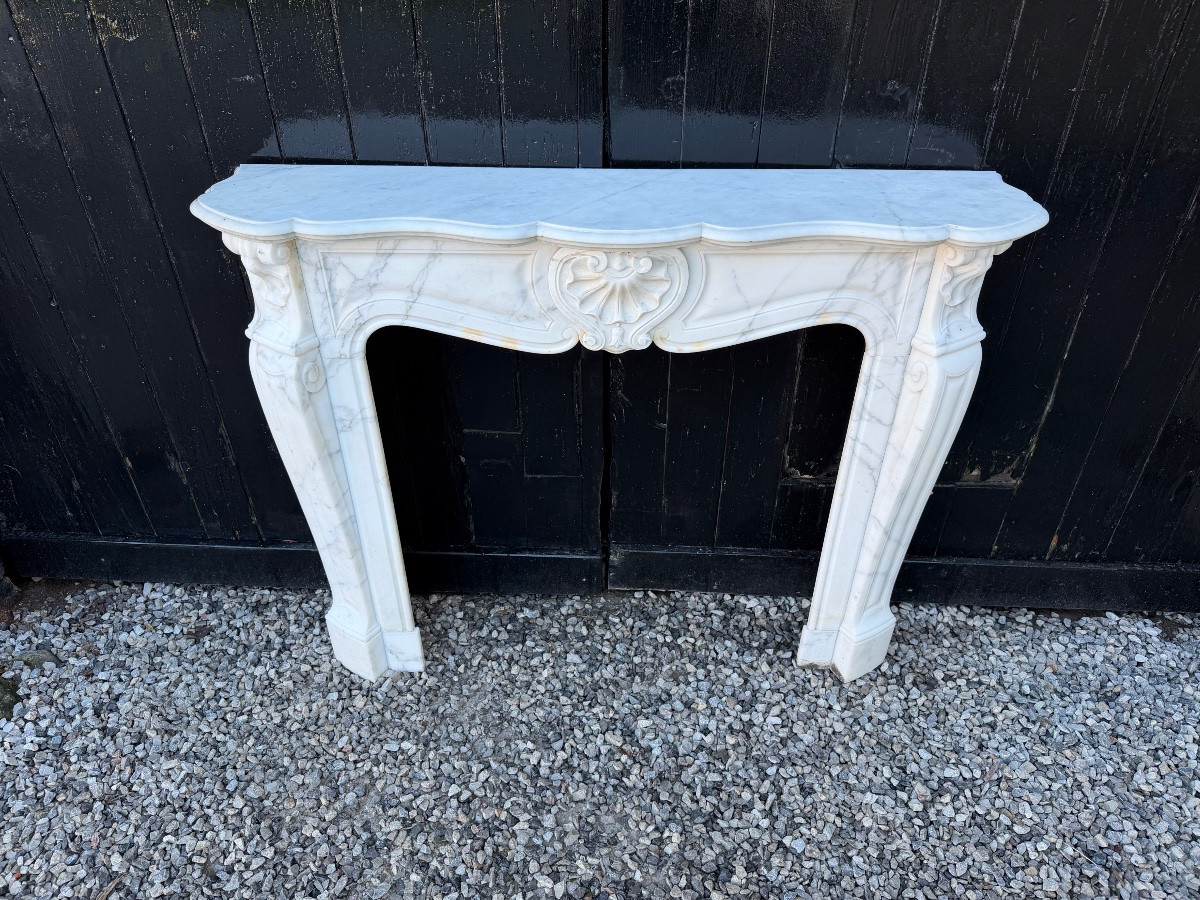 Louis XV Style Fireplace In Carrara Marble, Circa 1900-photo-5