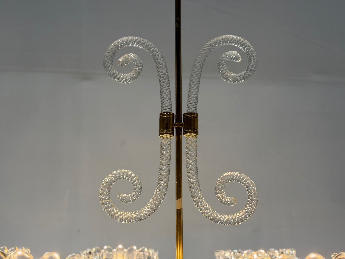 Lustre vénitien en verre de Murano et laiton, vers 1940-photo-1