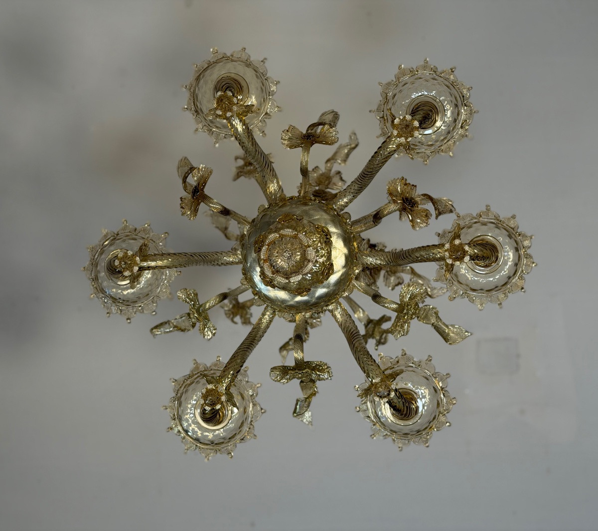 Venetian Chandelier In Green Murano Glass, Circa 1920-photo-2