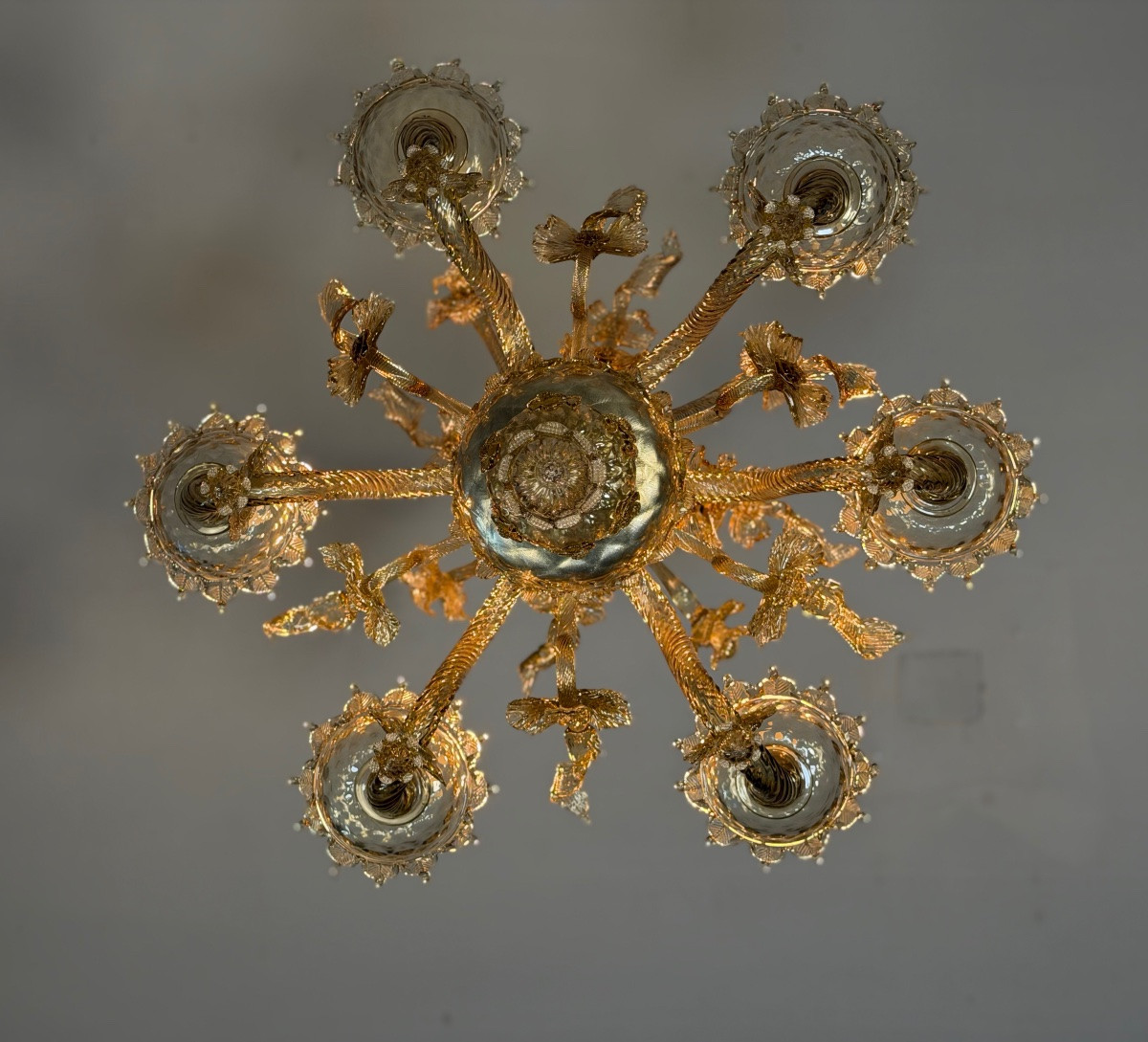 Venetian Chandelier In Green Murano Glass, Circa 1920-photo-3