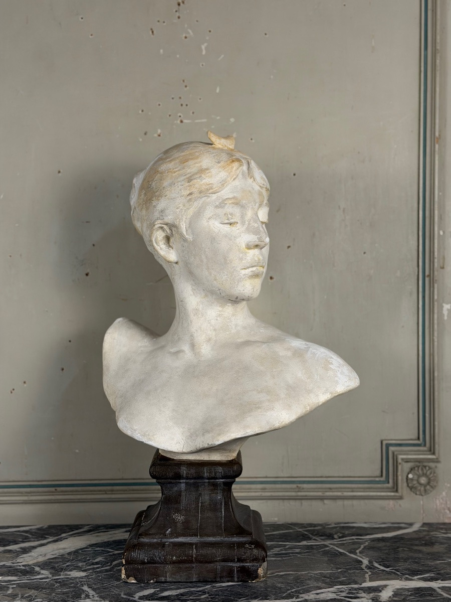 Plaster Bust Of Diana After Falguière, 20th Century -photo-3