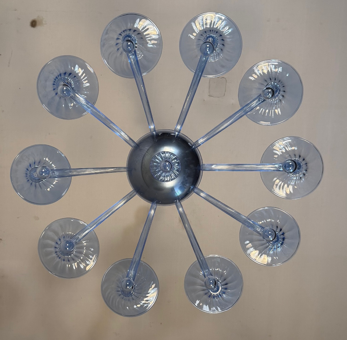 Lustre vénitien en verre de Murano bleu, vers 1980-photo-2