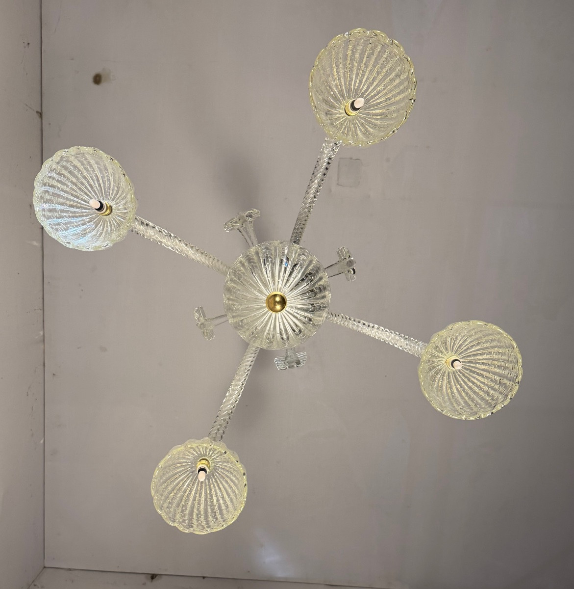 Venetian Chandelier In Colorless Murano Glass Circa 1930-photo-4