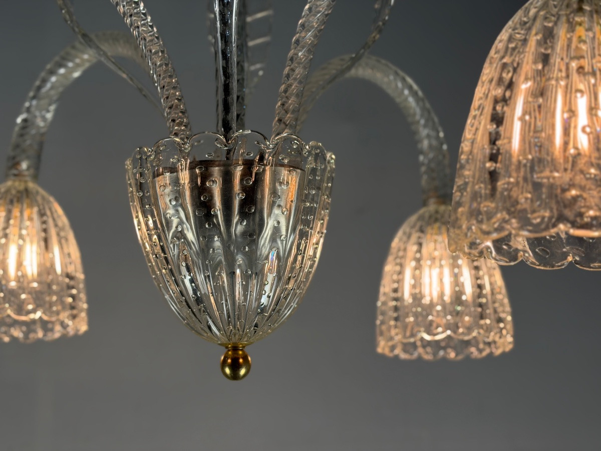 Venetian Chandelier In Colorless Murano Glass Circa 1930-photo-2