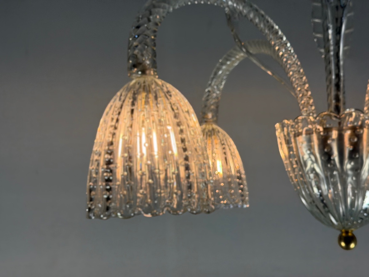 Venetian Chandelier In Colorless Murano Glass Circa 1930-photo-3