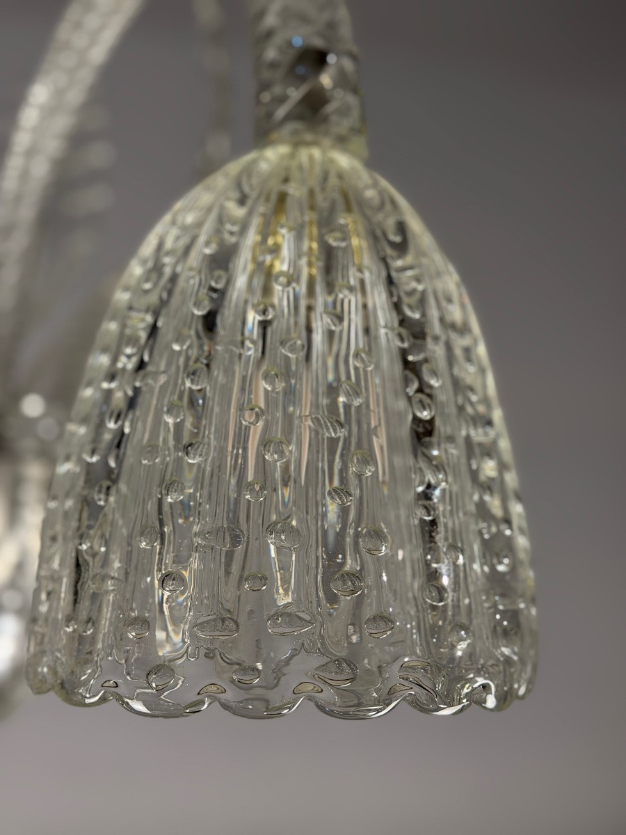 Venetian Chandelier In Colorless Murano Glass Circa 1930-photo-5