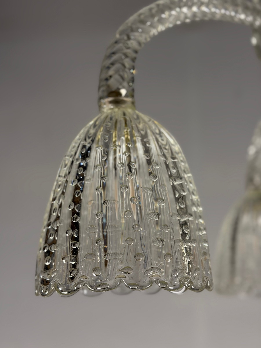 Venetian Chandelier In Colorless Murano Glass Circa 1930-photo-6