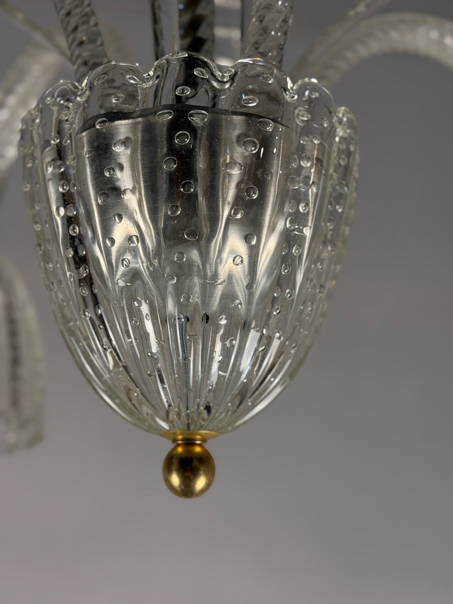 Venetian Chandelier In Colorless Murano Glass Circa 1930-photo-7