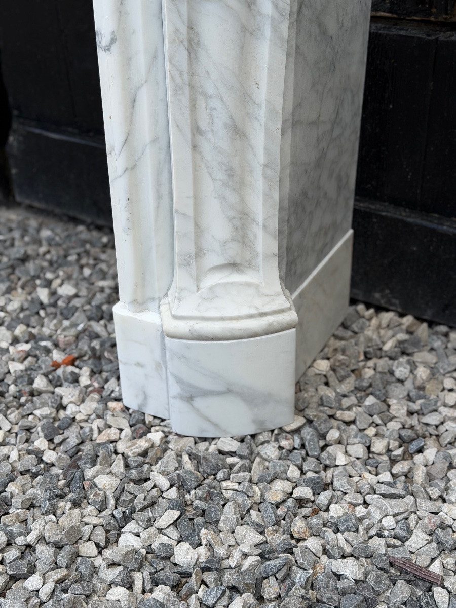 Louis XV Style Arabescato Carrara Marble Mantel, Circa 1880-photo-2
