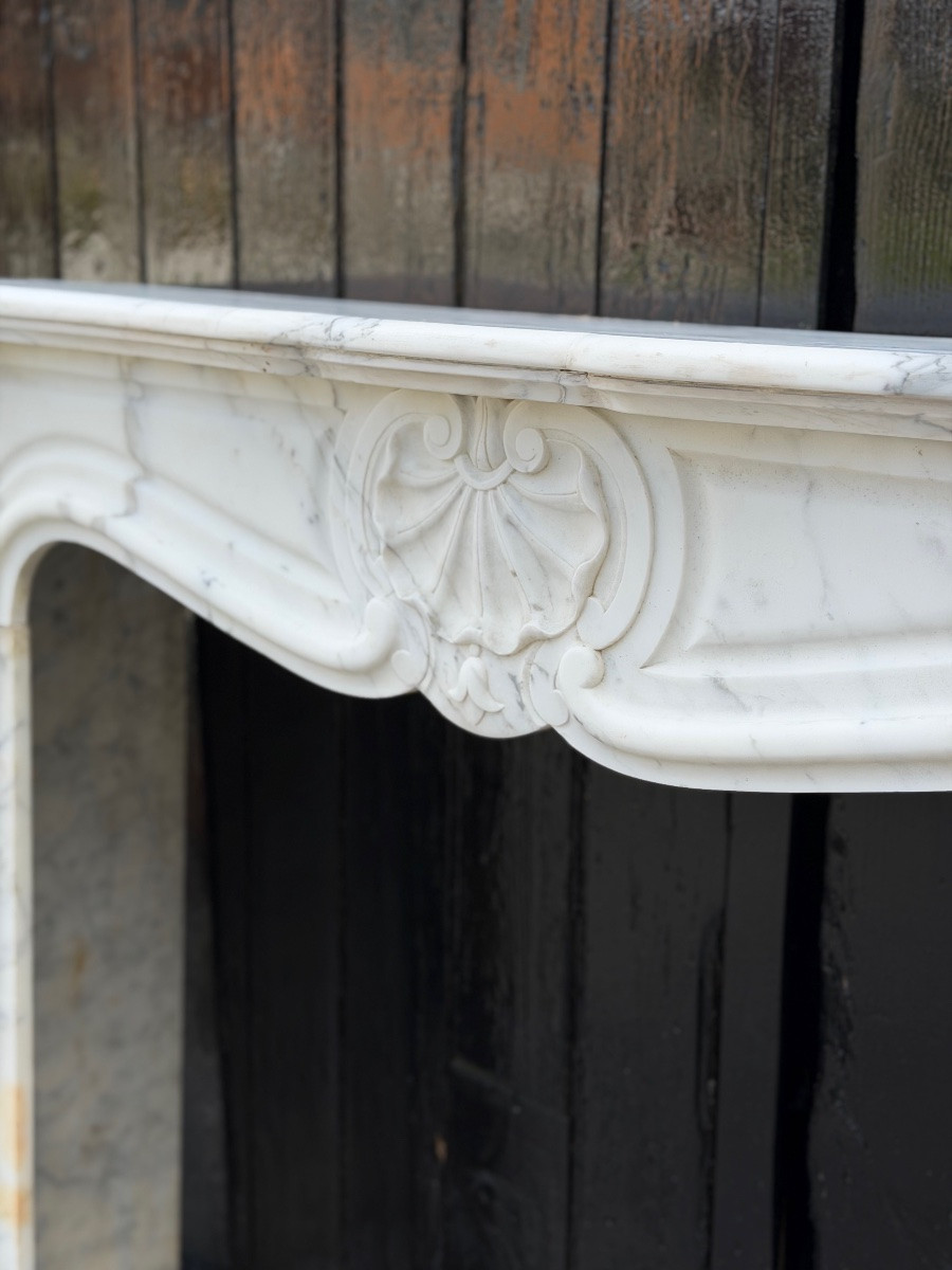 Louis XV Style Arabescato Carrara Marble Mantel, Circa 1880-photo-4