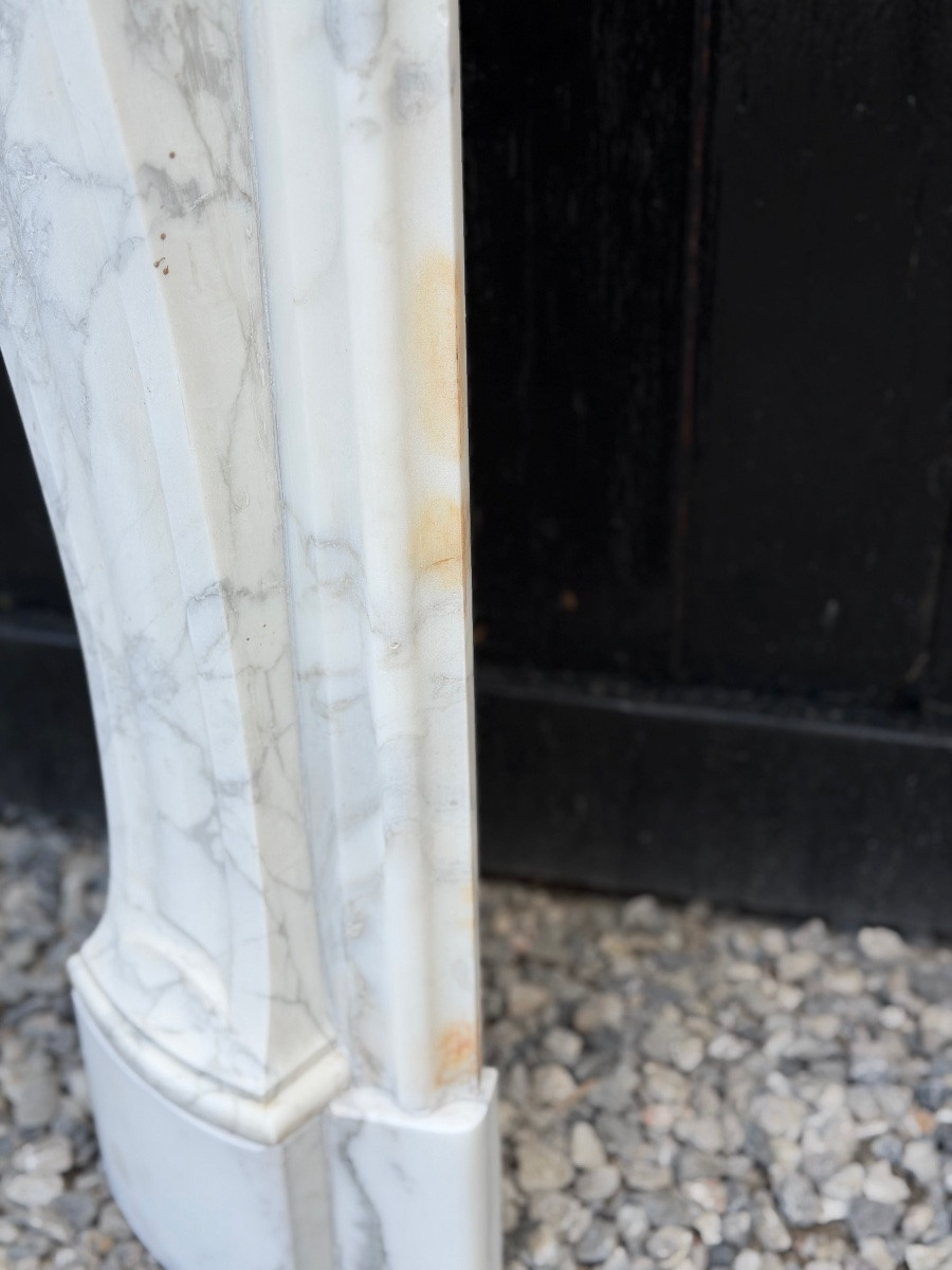 Louis XV Style Arabescato Carrara Marble Mantel, Circa 1880-photo-2