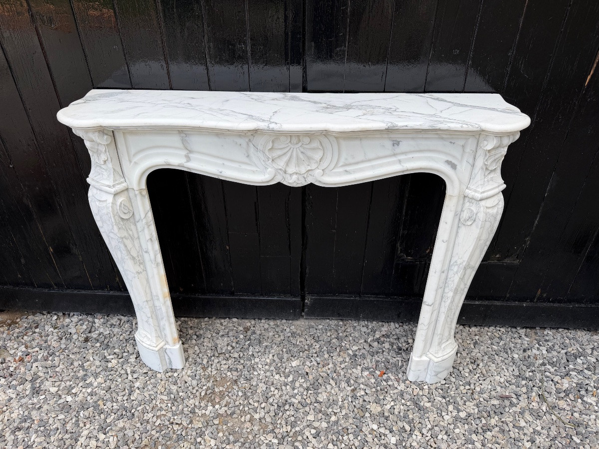 Louis XV Style Arabescato Carrara Marble Mantel, Circa 1880-photo-3