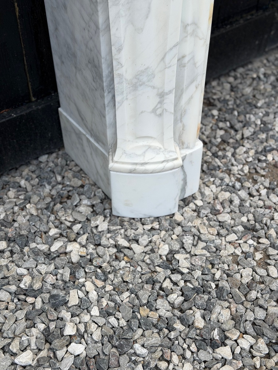 Louis XV Style Arabescato Carrara Marble Mantel, Circa 1880-photo-5