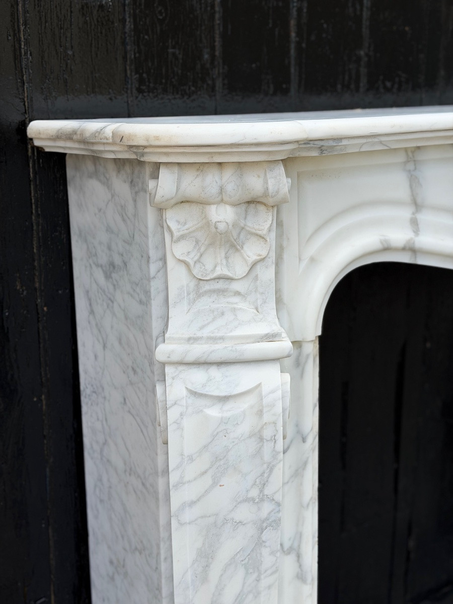 Louis XV Style Arabescato Carrara Marble Mantel, Circa 1880-photo-7