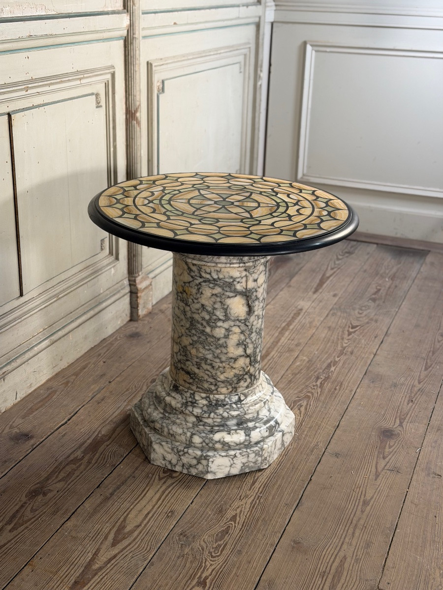 Marble, Alabaster And Onyx, Side Table Circa 1900-photo-1