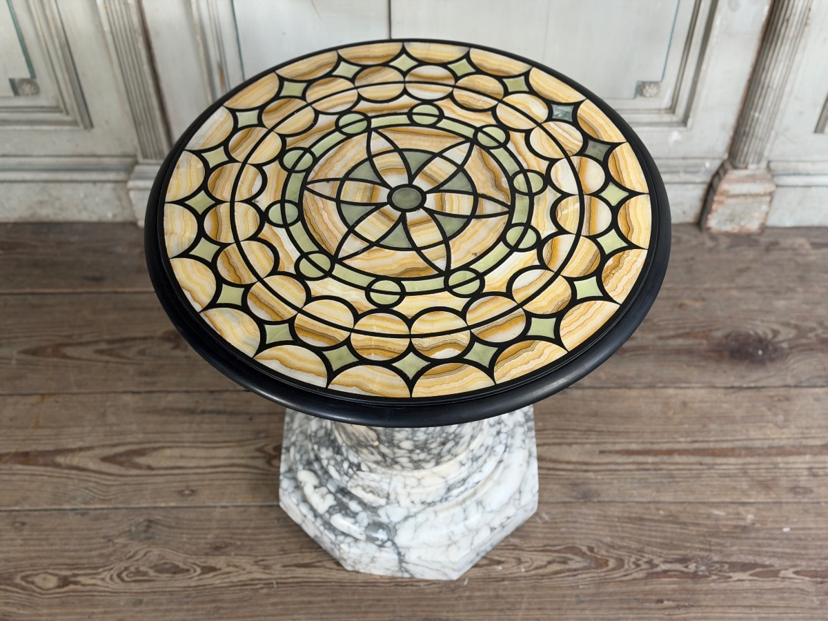 Marble, Alabaster And Onyx, Side Table Circa 1900-photo-2