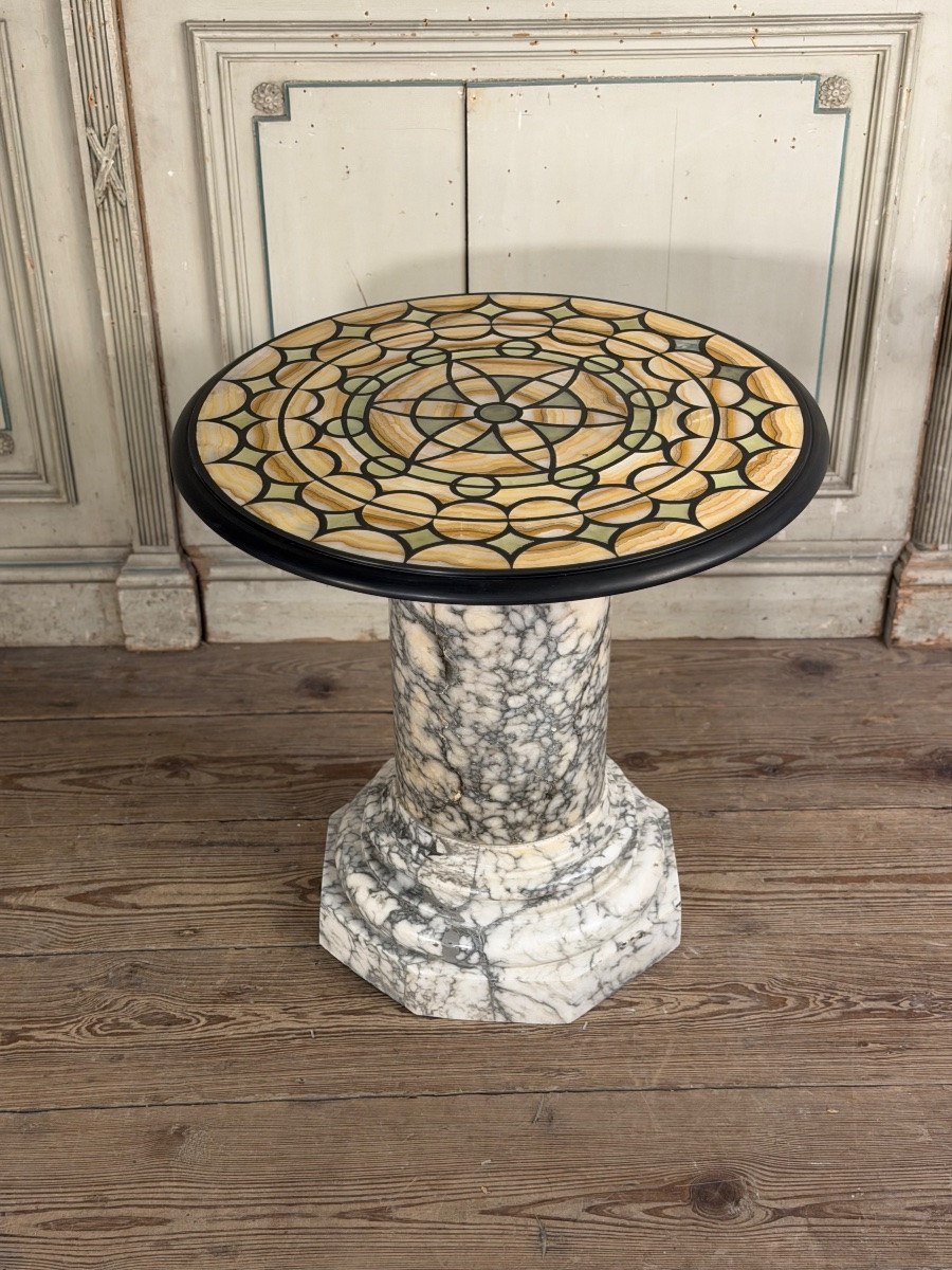 Marble, Alabaster And Onyx, Side Table Circa 1900-photo-3
