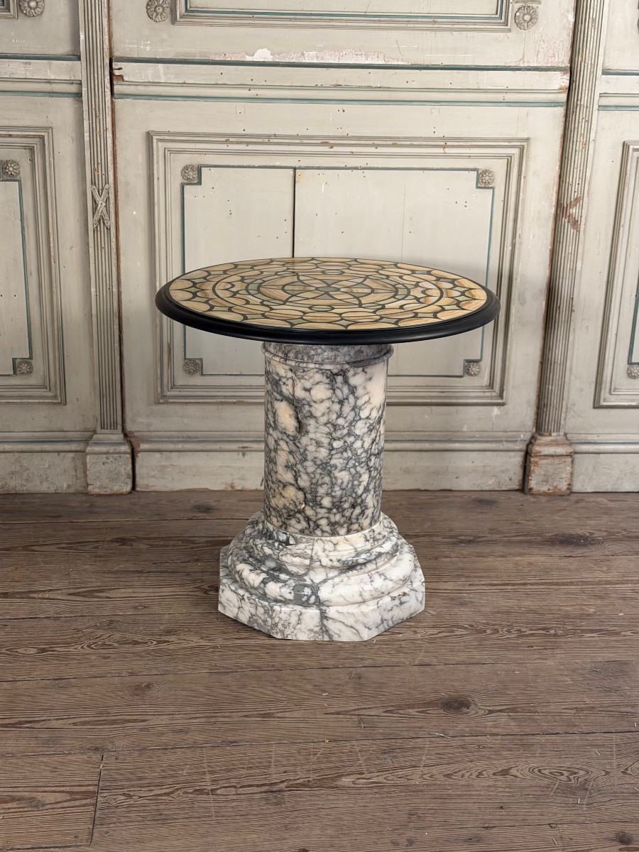 Marble, Alabaster And Onyx, Side Table Circa 1900-photo-4