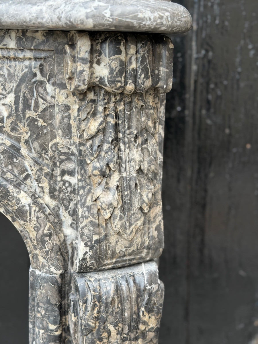 Cheminée Louis XV en marbre gris Saint-Anne, XVIIIème siècle-photo-3