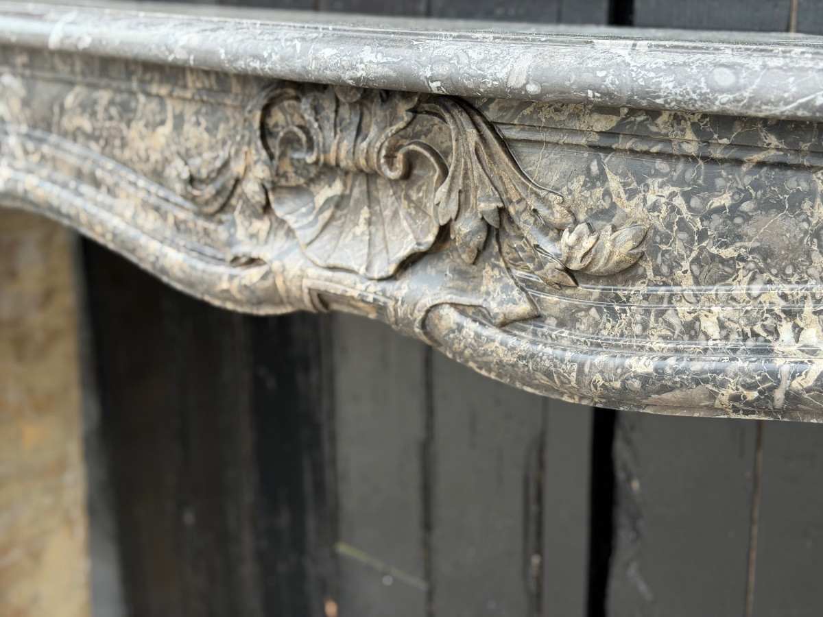 Cheminée Louis XV en marbre gris Saint-Anne, XVIIIème siècle-photo-4