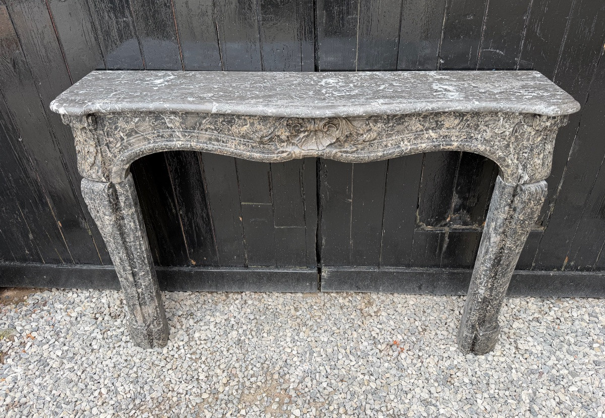 Cheminée Louis XV en marbre gris Saint-Anne, XVIIIème siècle-photo-1