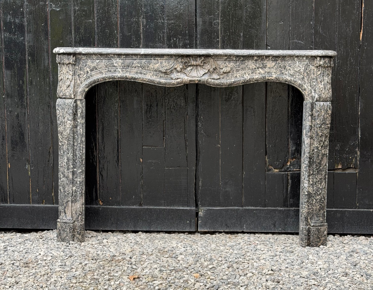 Cheminée Louis XV en marbre gris Saint-Anne, XVIIIème siècle-photo-3