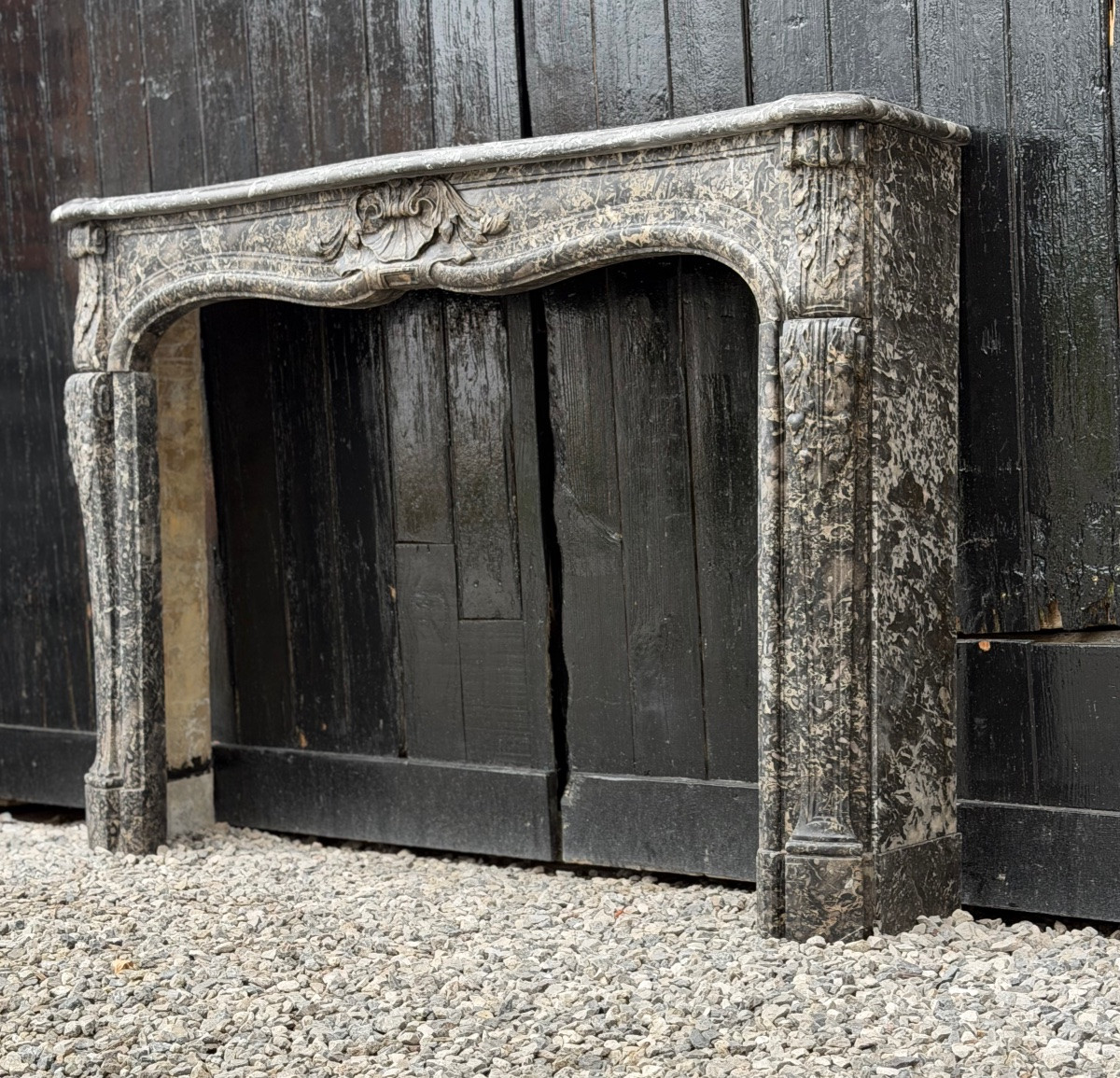 Cheminée Louis XV en marbre gris Saint-Anne, XVIIIème siècle-photo-4