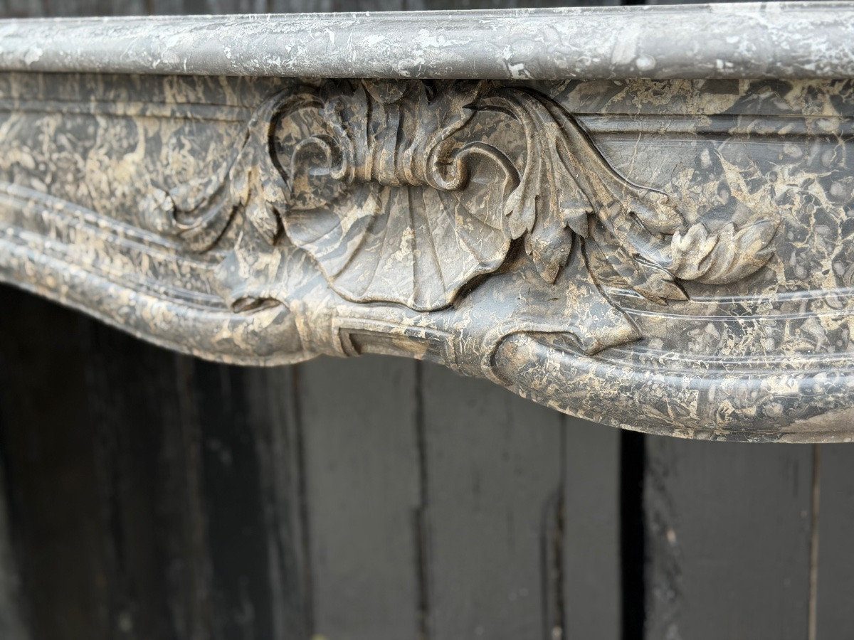 Cheminée Louis XV en marbre gris Saint-Anne, XVIIIème siècle-photo-5
