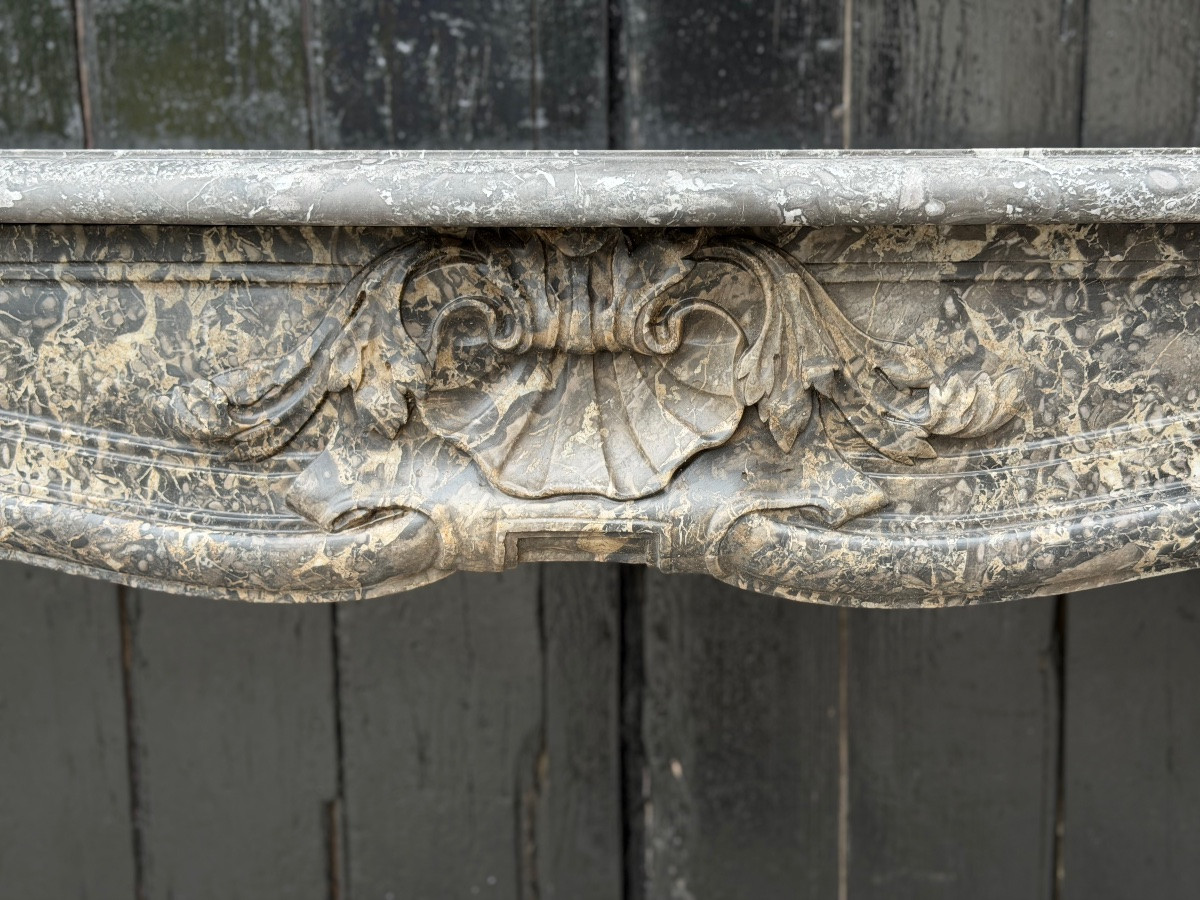 Cheminée Louis XV en marbre gris Saint-Anne, XVIIIème siècle-photo-8