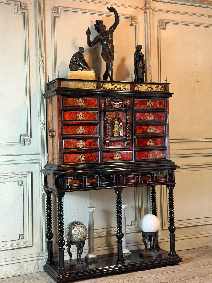 Antwerp Cabinet, Ebony, Tortoise Shell, Rosewood And Bone, 17th Century-photo-3
