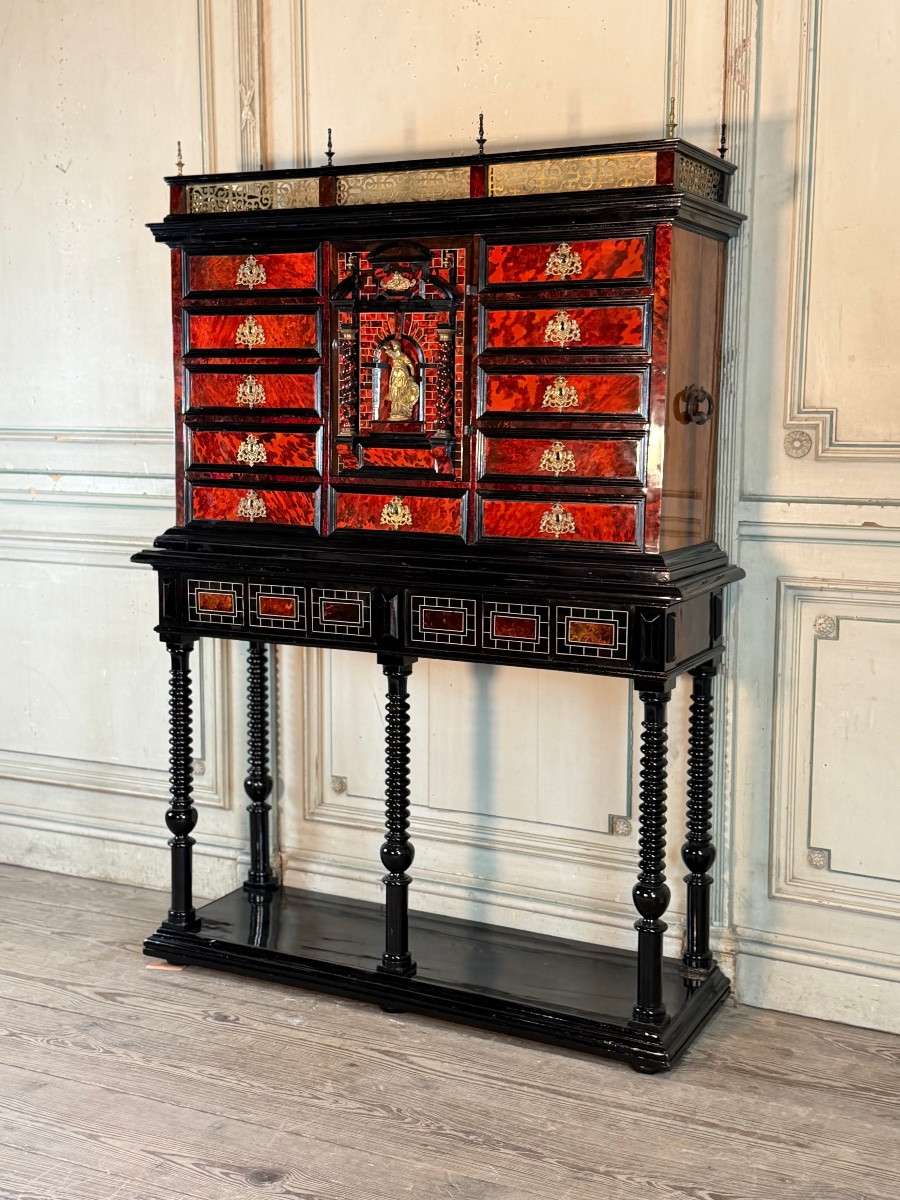 Antwerp Cabinet, Ebony, Tortoise Shell, Rosewood And Bone, 17th Century-photo-1