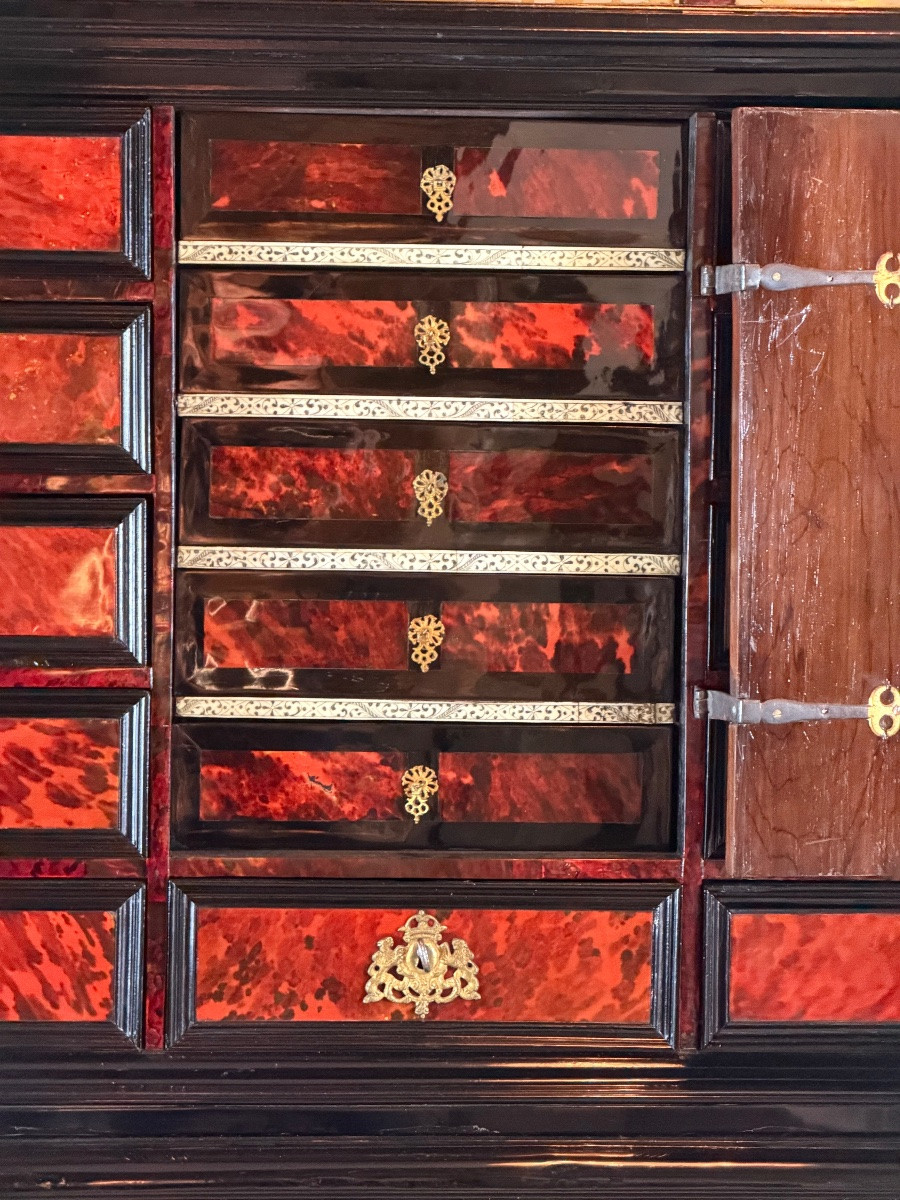 Antwerp Cabinet, Ebony, Tortoise Shell, Rosewood And Bone, 17th Century-photo-5