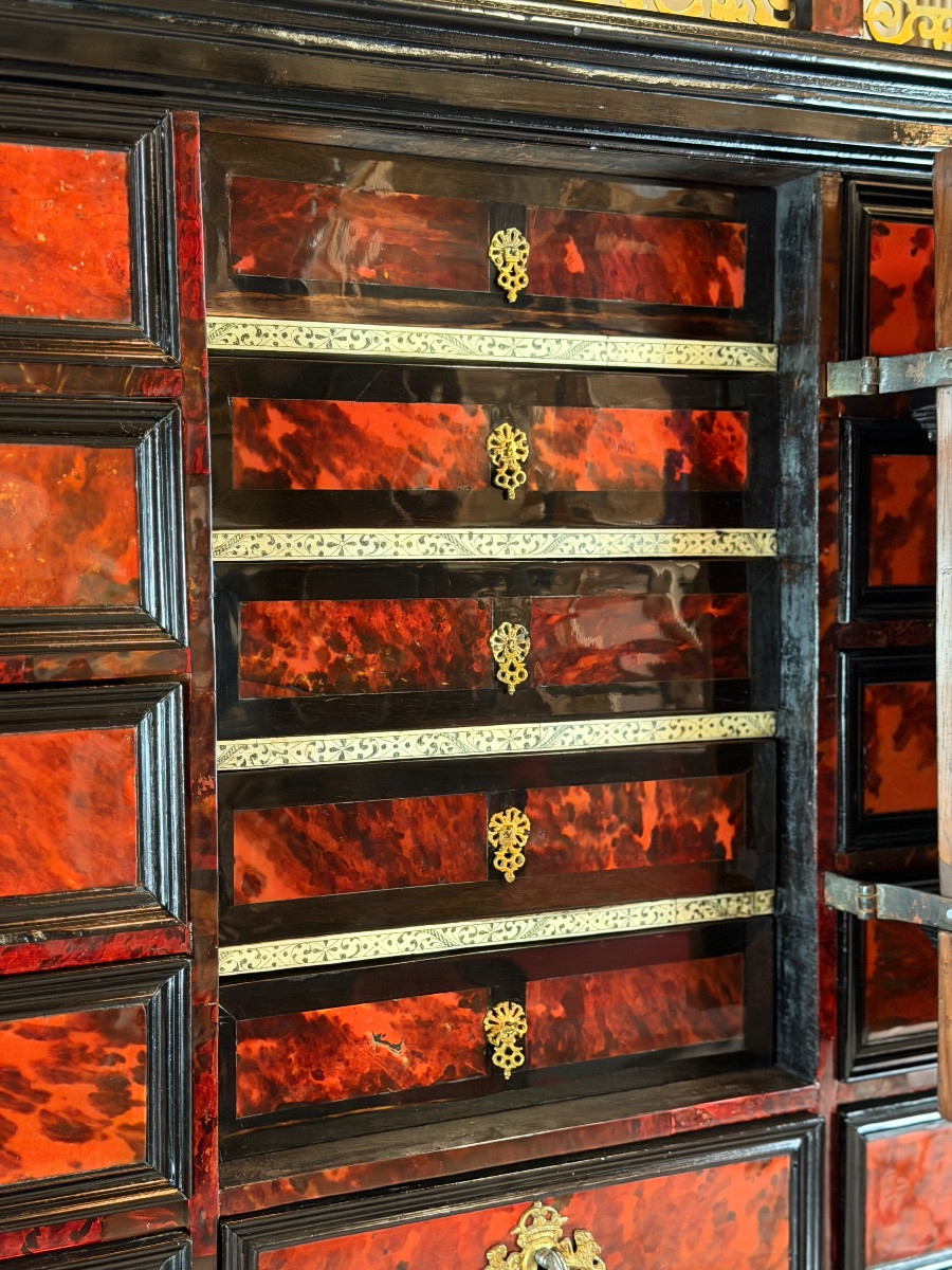 Antwerp Cabinet, Ebony, Tortoise Shell, Rosewood And Bone, 17th Century-photo-7