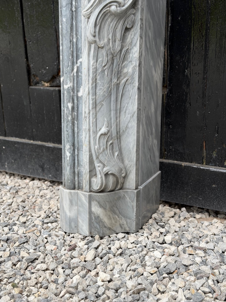 Cheminée Louis XV en marbre bleu turquin, XVIIIeme siècle-photo-2