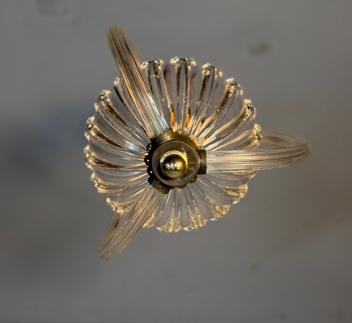 Venetian Murano Glass Chandelier Suspended From A Glass Chain, Circa 1940-photo-4