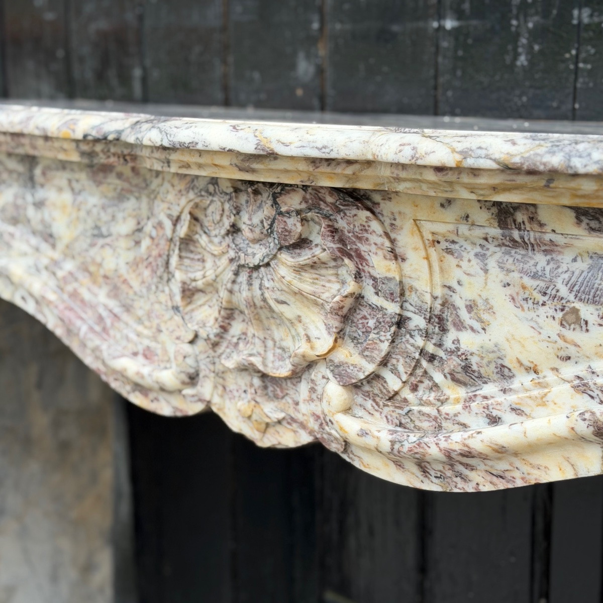 Louis XV Style Mantel In Brocatelle Marble, Circa 1880-photo-4