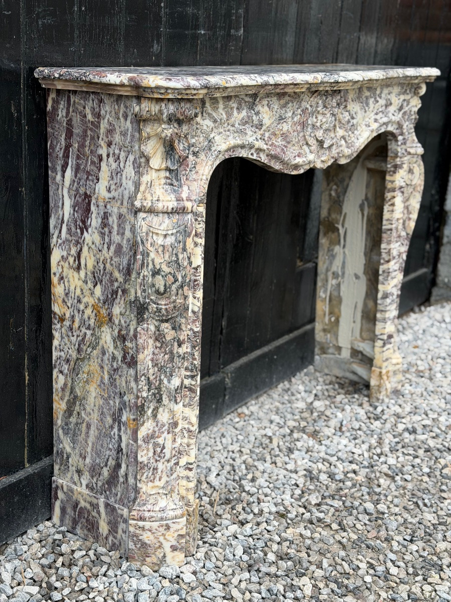 Louis XV Style Mantel In Brocatelle Marble, Circa 1880-photo-1