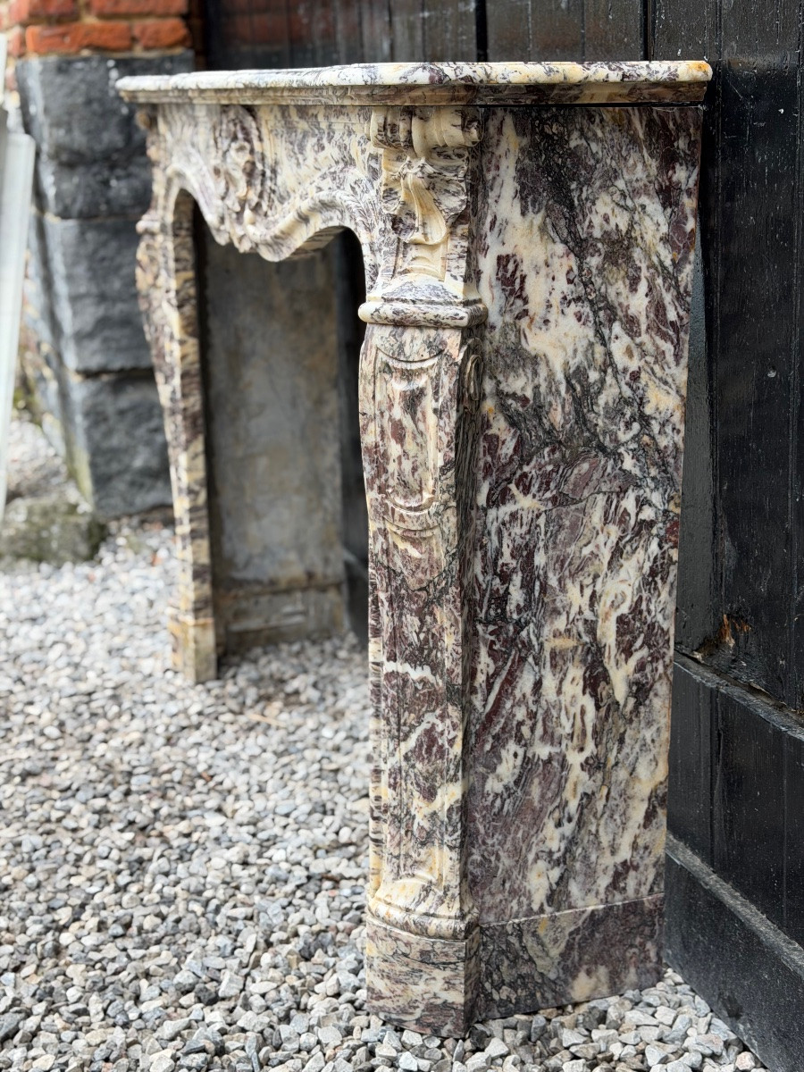 Louis XV Style Mantel In Brocatelle Marble, Circa 1880-photo-2