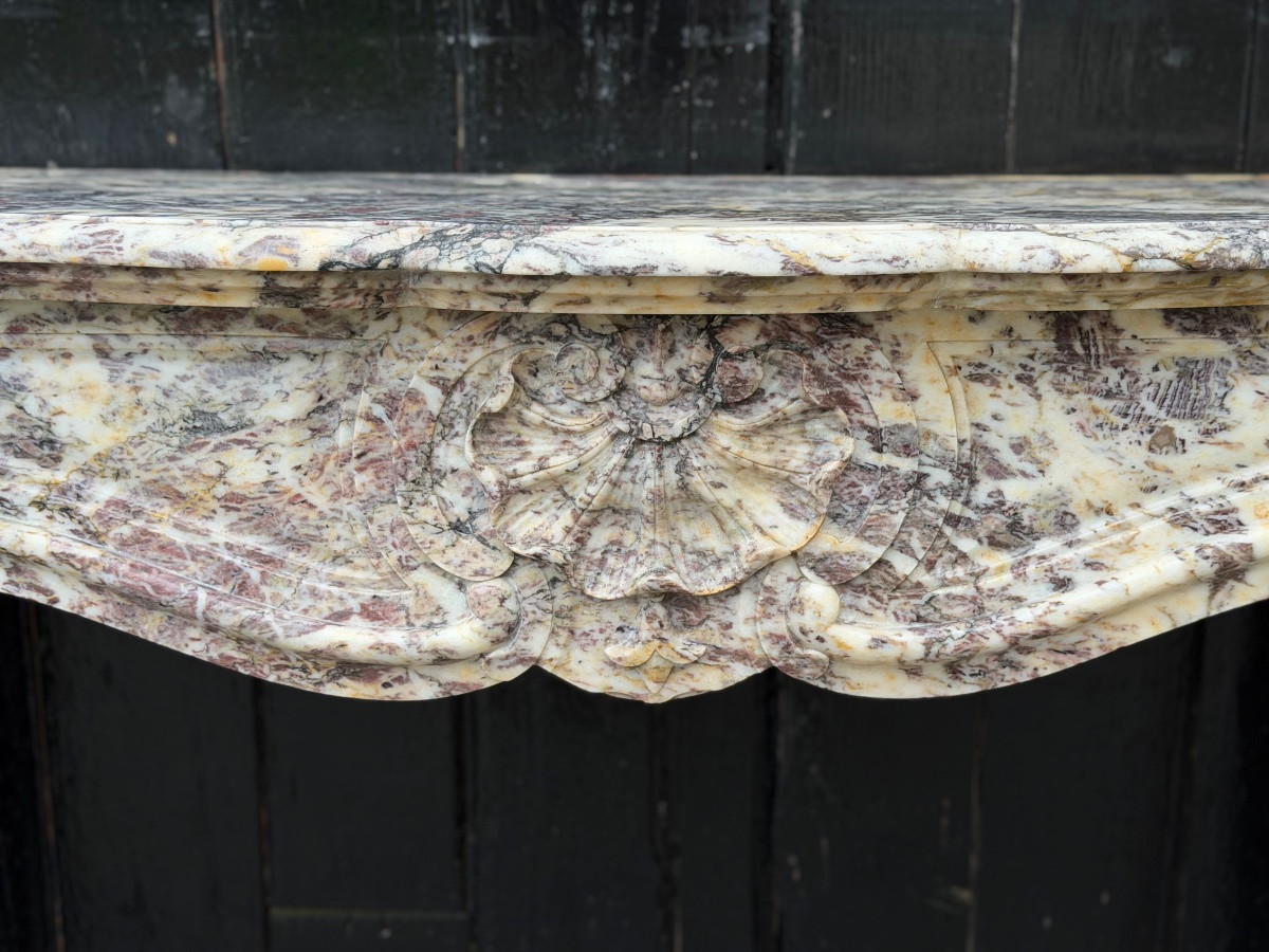 Louis XV Style Mantel In Brocatelle Marble, Circa 1880-photo-4