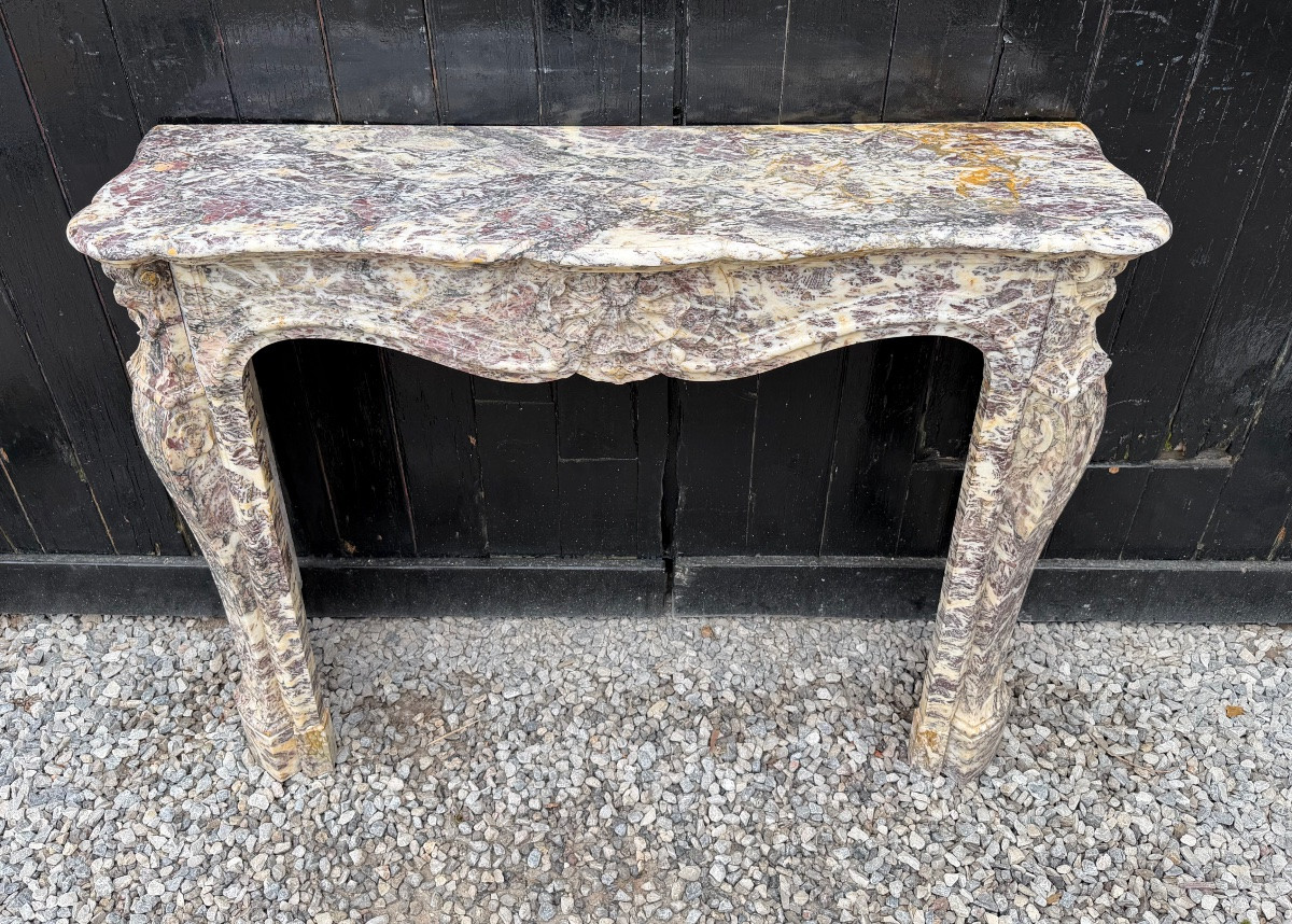 Louis XV Style Mantel In Brocatelle Marble, Circa 1880-photo-5