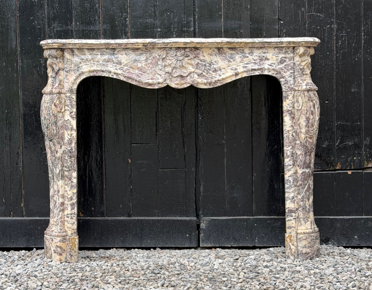 Louis XV Style Mantel In Brocatelle Marble, Circa 1880-photo-6
