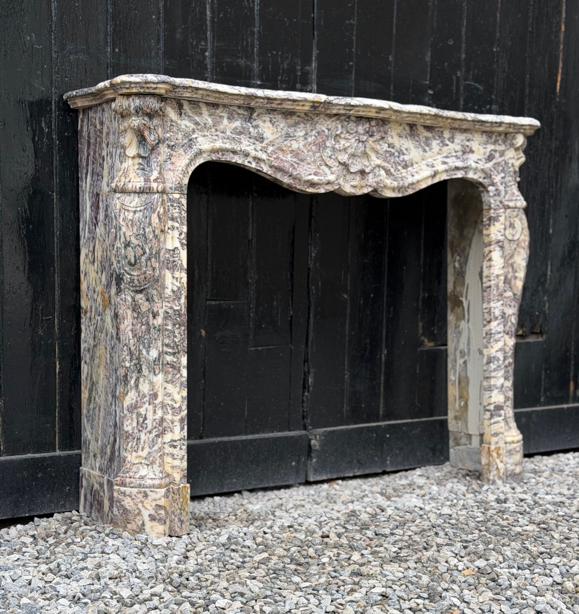 Louis XV Style Mantel In Brocatelle Marble, Circa 1880-photo-7