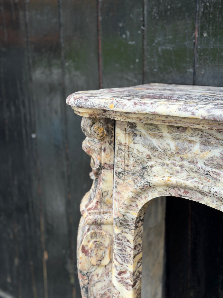 Louis XV Style Mantel In Brocatelle Marble, Circa 1880-photo-8