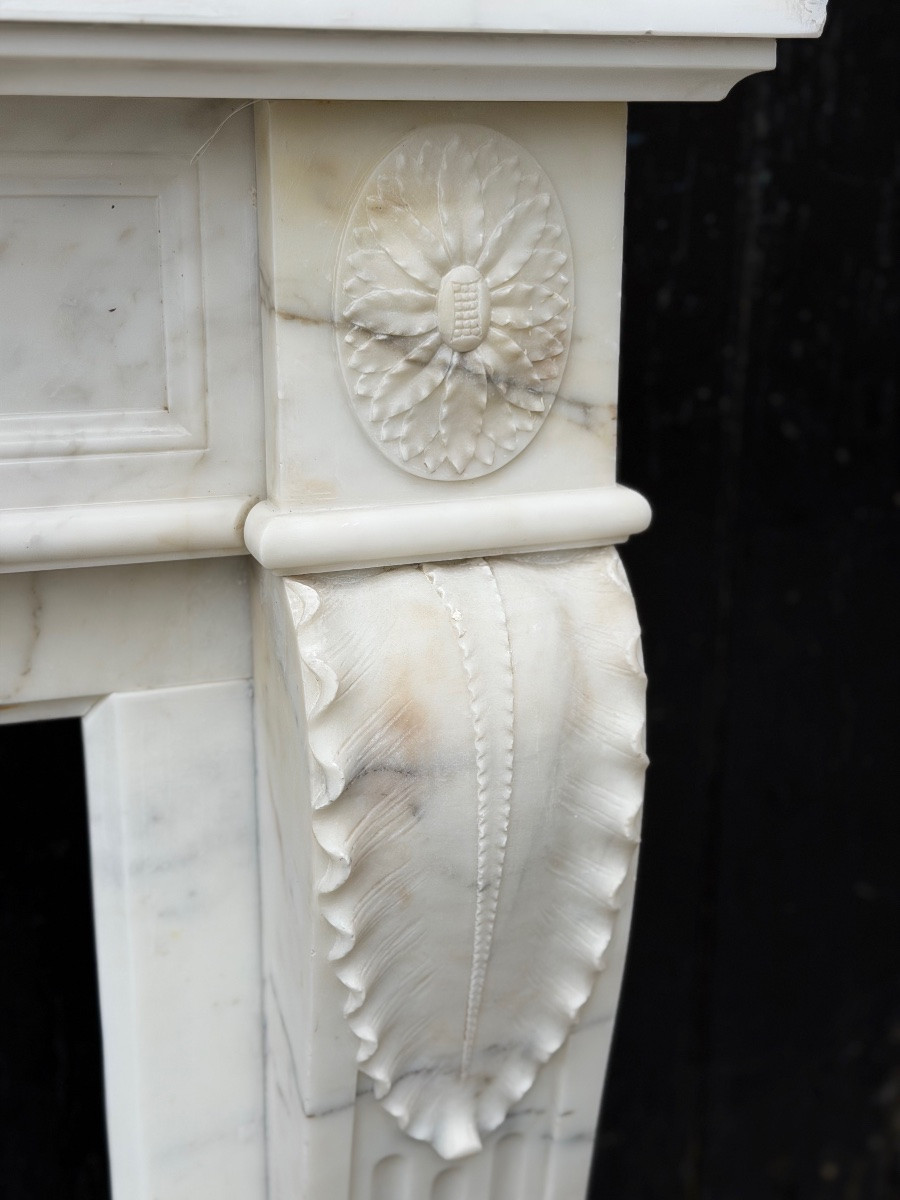 Louis XVI Style Mantel In White Carrara Marble Circa 1880-photo-8
