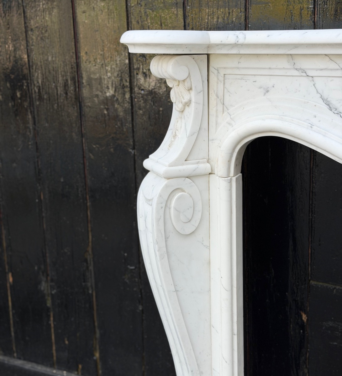 Louis XV Style Arabescato Marble Mantel, Circa 1980-photo-3