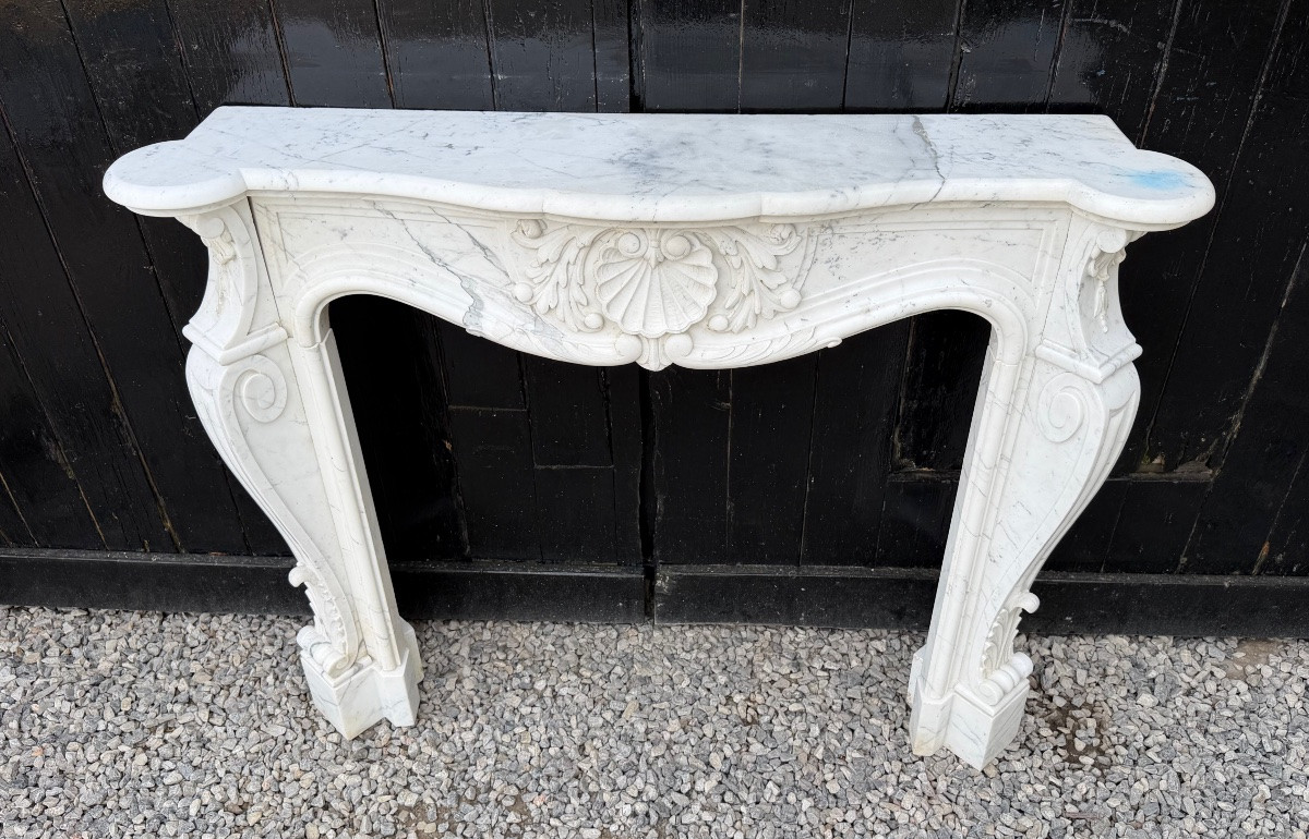 Louis XV Style Arabescato Marble Mantel, Circa 1980-photo-4