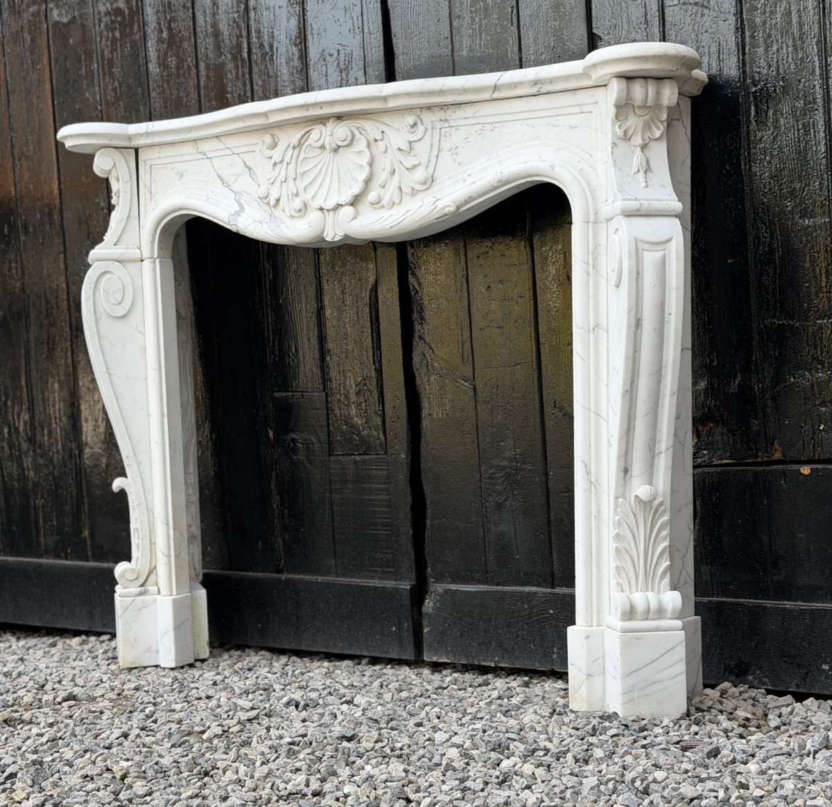 Louis XV Style Arabescato Marble Mantel, Circa 1980-photo-1