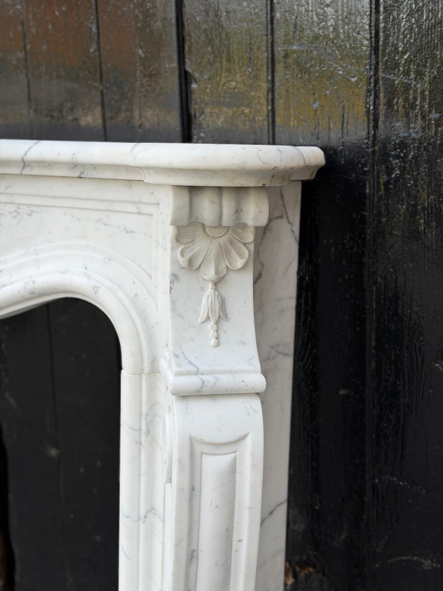 Louis XV Style Arabescato Marble Mantel, Circa 1980-photo-3